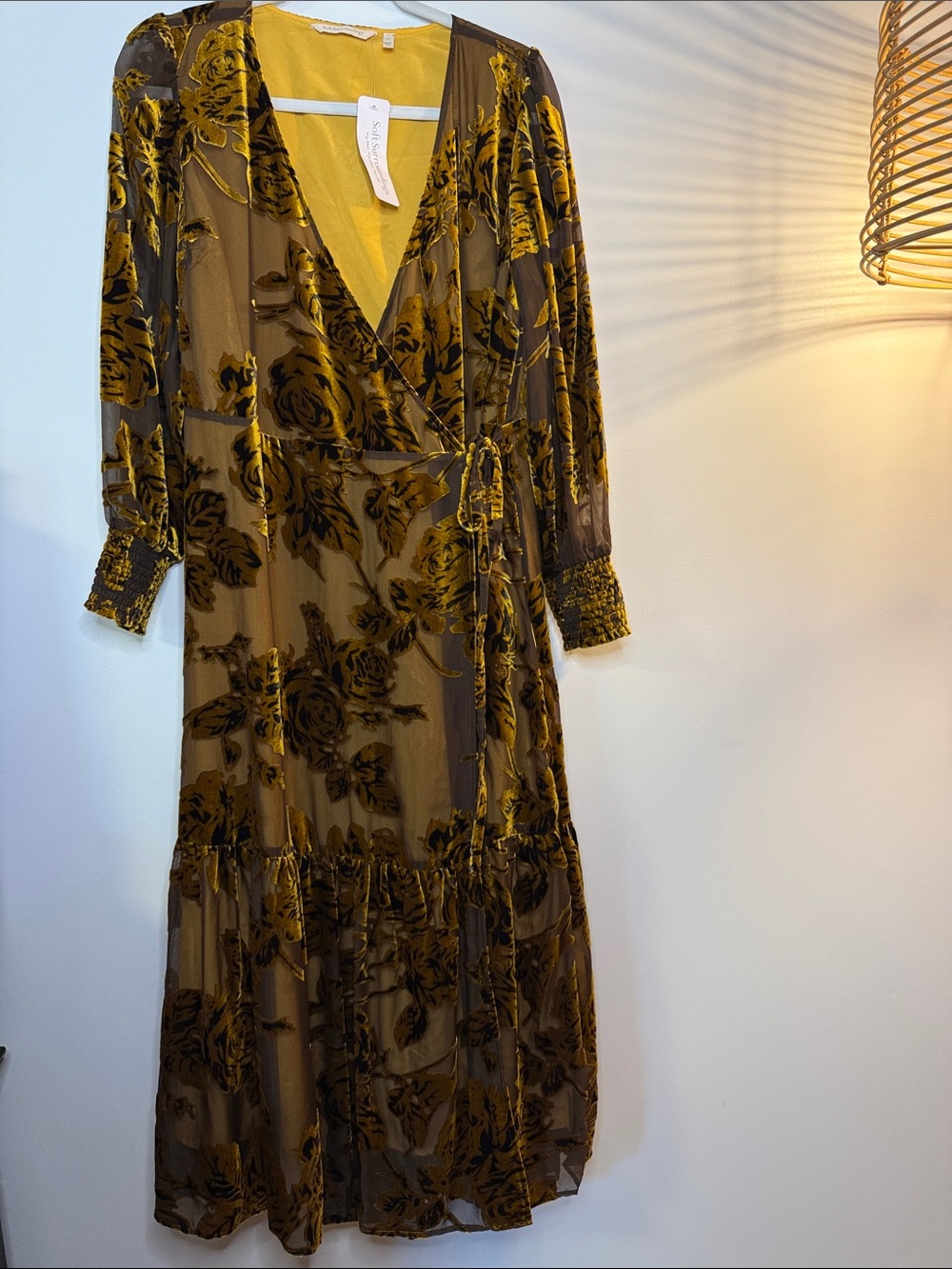 Soft Surroundings Floral Long Sleeve Wrap Midi Dress Size PL